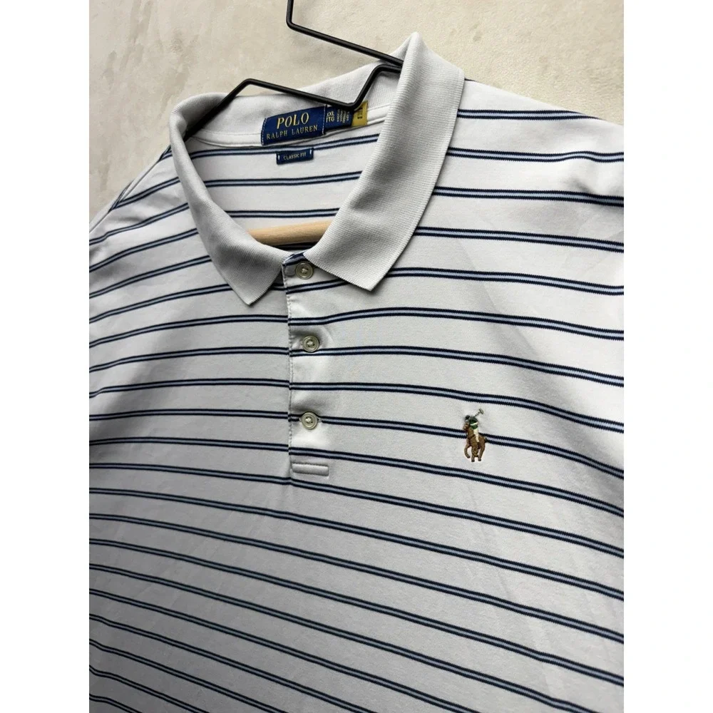 Polo Ralph Lauren Shirt Mens XXL TTG Short Sleeve Striped Flesh Pony Classic Fit